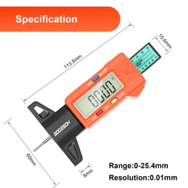 GODESON Tire Tread Depth Gauge, Digital Tire Tread Depth Gauge with 3 Modes-Fractional Inch,Tire Tread Gauge with Color-Coded Bar,Tire Depth Gauge Suitable for All Vehicle Tires-Orange
