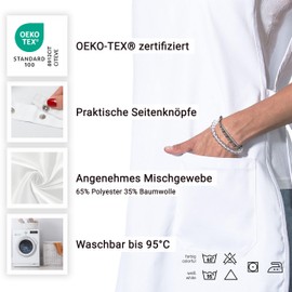 ZOLLNER Throw Apron – Durable Front Tie – Universal Size – Mixed Fabric – with Practical Press Studs and Side Pocket – Washable – Oeko Tex® Certified, 524, White