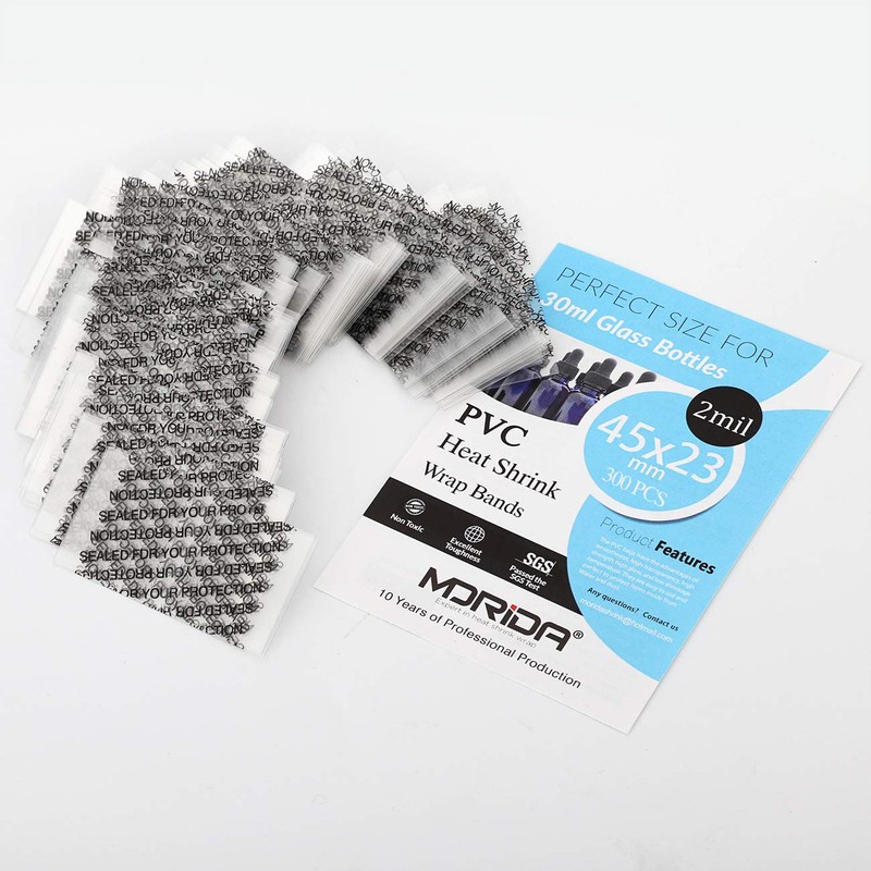 MORIDA 300 pcs 45x23 mm Shrink Bands Printed Clear Perforated