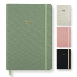 Linen Weekly & Monthly Planner 2025-2026 Academic Calendar for Women, July 2025 - June 2026, Hardcover Agenda Book Aesthetic Planners 2025 for Teacher Student College School, Green, 5.6” x 8.2”