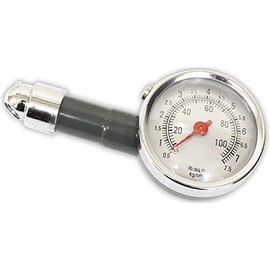 ROAD GENIE Tire Pressure Dial Gauge | 100 PSI Capacity | 3-7/8" (9.8 cm) Tall, 1-7/8" (4.8 cm) Diameter | Locking Mechanism & Quick Release | Zinc Alloy Construction