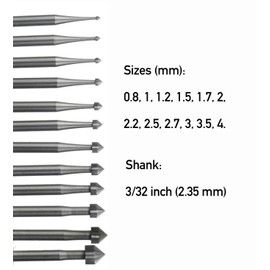 Mefape 12 Pcs Carving Burr Sets, Cylinder-Cone Shape Jewelry Making Stone Setting Burs, 3/32'' Shank Diamond Burr Fits for Rotary Tool for Jewelry, Wood, Lapidary, Walnut, DFW53
