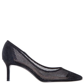 NINA Niley - Women's Gunmetal Mesh Low-Heel Classic Fashion Dressy Pump Shoes -Black M050