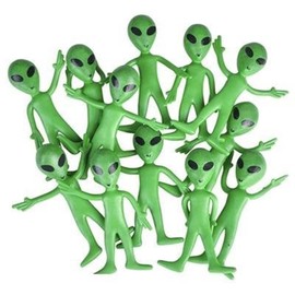HAPPY DEALS ~ Bendable Alien Toys 12 Pc - 3 Inch Green, Party Favor Action Figures Space Fidget Stress Relief Great Gift