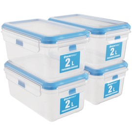 ATHLON TOOLS 4 x 2L Food Storage Containers Set - 100% Airtight and Leak-Proof -40 to +100 Degrees - for All Foods - BPA-Free - Storage Jars for Fridge (2 L, Set of 4)