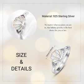 Shell Rings for Women Sterling Silver Opal Rings Adjustable Ring Beach Rings Ocean Jewelry Holiday Gifts for Women