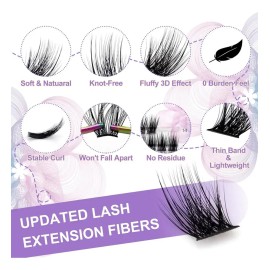Extensiones De Pestañas Nagaraku En Racimo Clusters Diy T50 Color Negro Espesor 0.07 Mm Largo 9.14 Mm Tipo De Curvatura C