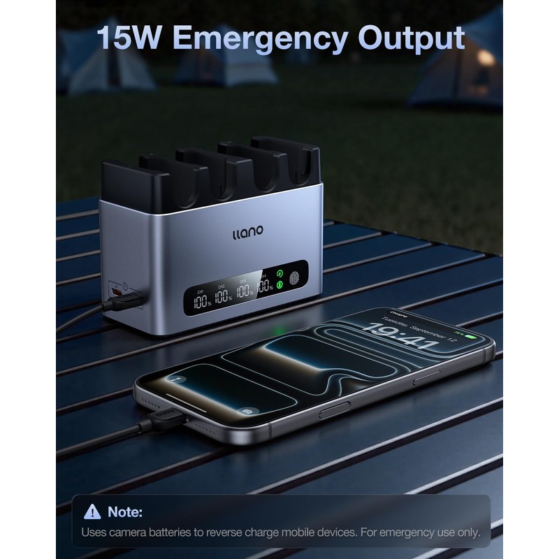 llano DMW-BLK22 65W 4-Slot Fast Battery Charger, Durable CNC Aluminum