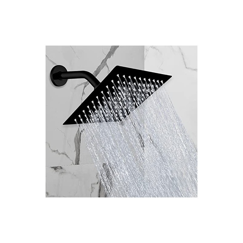 Cabeza de Ducha de Lluvia Negro Mate de Alta Presión,