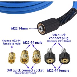 FIXFANS Pressure Washer Hose – 1/4" X 100 FT High Power Washer Extension Hose – Kink & Wear Resistant High Pressure Hose for Replacement – Compatible with M22 Fittings – 3600PSI