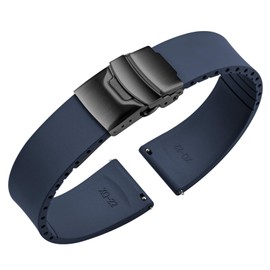 ULLCHRO Fluororubber Watch Strap - Fast Release Cut-to-Size 18mm 19mm 20mm 21mm 22mm FKM Rubber Watch Band with Buckle Soft Universal Waterproof Replacement Band Strap for Men Women (20mm,Navy Blue)