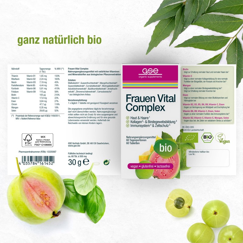 GSE Frauen Vital Complex Tabletten, Vitaminkomplex reich an Vitamin B,