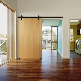 Homode Barn Door Floor Guide, Matte Black Metal Floor Mounted Bottom Guide Hardware Adjustable for Sliding Doors (2 Pack)