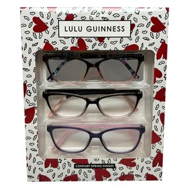 Calabria Lulu Cat Eye Reading Glasses +2.00 Black,Purple Pink Crystal,Tortoise 3 Pack Gift Box Set Womens Readers Eyeglasses
