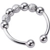 Anxiety Relief Adjustable Silver Spinning Fidget Ring with 7 Beads