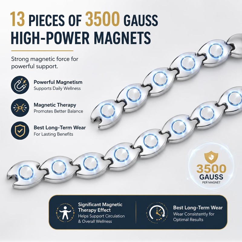 Magnetic Bracelets for Women, Stainless Steel Leaf Links, Fashion Design