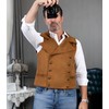 Ceehuteey Mens Suit Suede Double Breasted Vest Classic Groomsmen Wedding