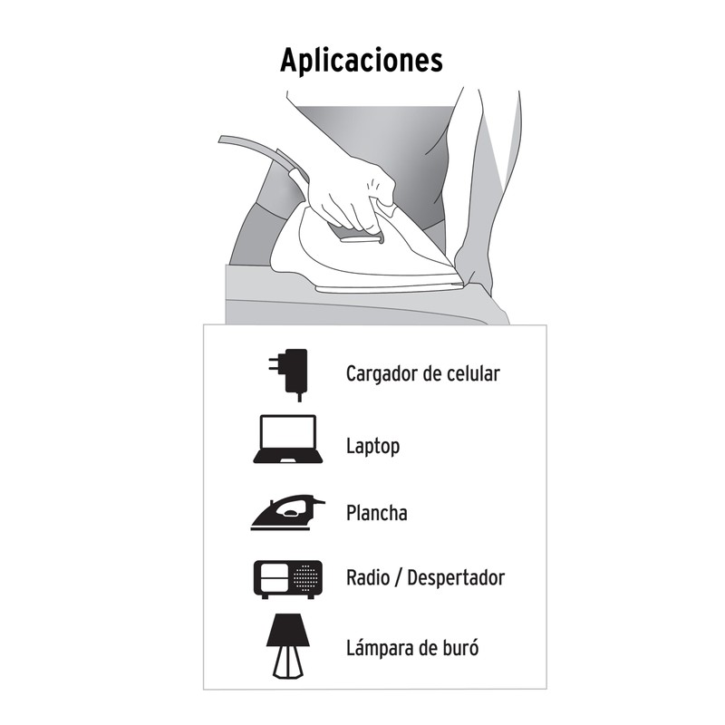 Volteck ED-4B, Extensión eléctrica doméstica, 4 m, blanca