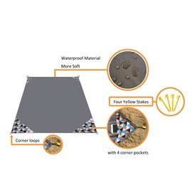 HZJOYUE Outdoor Picnic Blanket 71" x 55" -Compact, Lightweight, Pocket Blanket Best Mat for the Beach, Hiking, Travel, Camping, Festivals with Carabiner,Pockets, Loops, Stakes