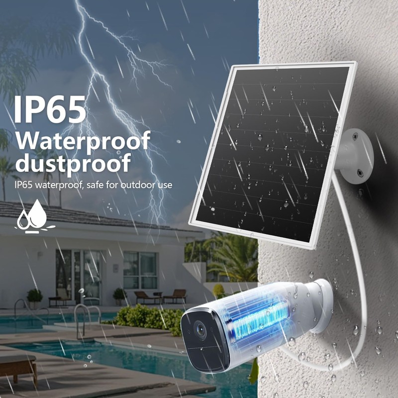 8W Solar Panel for Outdoor Security Camera, 5V Micro USB
