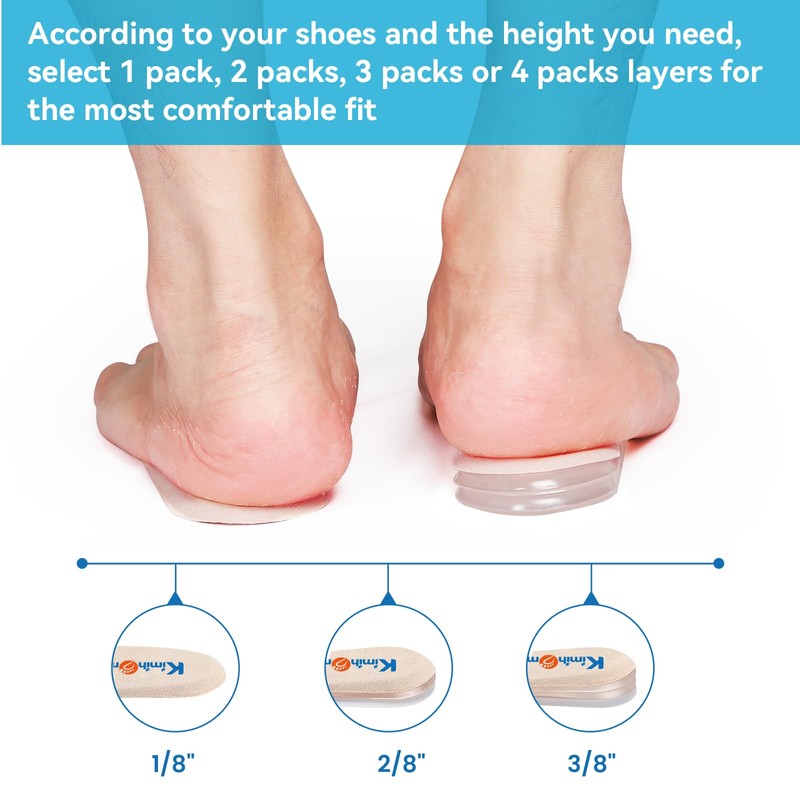Heel Lift Inserts for Women Shoes - Kimihome Adjustable Gel
