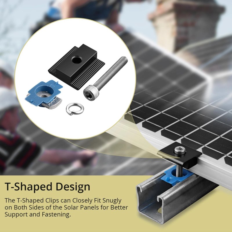 Anbte 10Pcs Solar Panels Mid Clamps for Unistrut Aluminium Panel