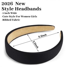 5Pcs Cute Wide Headbands for Women Fashion Headband Non Slip Trendy Hair Accessories Women Girls 1 Inch Thick Head Bands for Women's Hair Black White Brown Head Bands Set for Makeup Skin Care Spa