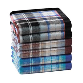 HOULIFE Cotton Handkerchiefs for Men, Checkered Men’s Handkerchief, Plaid Pocket Square Set, Classic Mens Hankies Gents Stripe Hanky