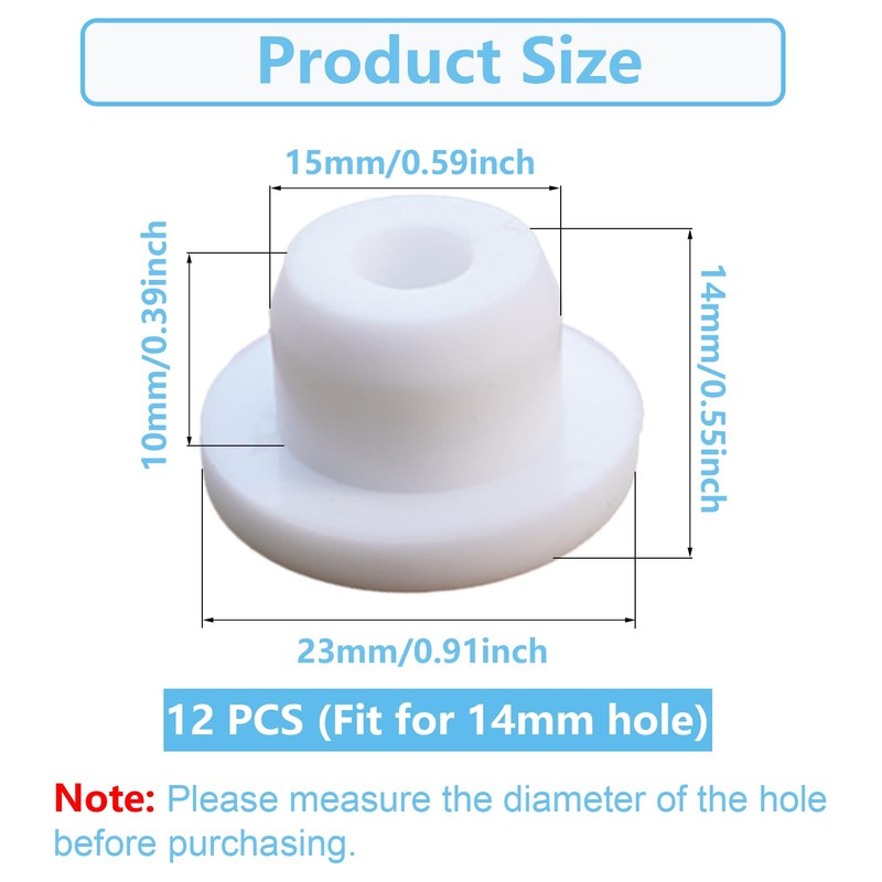 12 PCS Bathtub Jet Covers Silicone Hole Plug White Tube