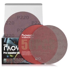 Faoyoon 5 Inch Sanding Mesh | Micro Mesh Hook and Loop Sanding Discs | Dust Free Net Sandpaper | 50 Pack 220 Grit | Wet and Dry Sanding Screen | Anti-Clog and Last Longer