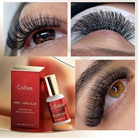 GOLLEE Pegamento Extra Fuerte para Extensiones de Pestañas. Retención de 6-8 Semanas. Adhesivo de Pestañas (0,17 fl.oz / 5 ml) / Tiempo de Secado 1-2 s/Bajo Humo/Uso Profesional
