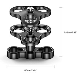 Seafrogs 1" Aluminum Ball Clamp Mount, Black Standard 360° Clip Adapter Bracket Holder for Underwater Diving Light(CP-4-2PCS)