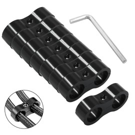 Jiozermi 8pcs 8AN Hose Separator Clamp, Aluminum Fuel Mounting Clamp, Fitting Adapter Great for 1/2 Fuel, Oil, Brake, Water and Gas Line (Black)