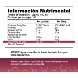 Aguaje 300 Cápsulas de 500 mg | 100% Puro | Salud&Vida