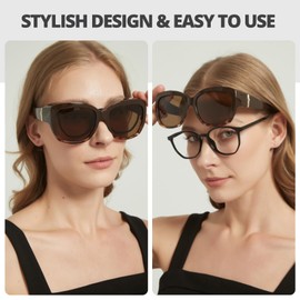 LVIOE Polarized Fit Over Glasses Sunglasses Women, Oversized Square Sun Glasses UV400 Protection Shades LS4205