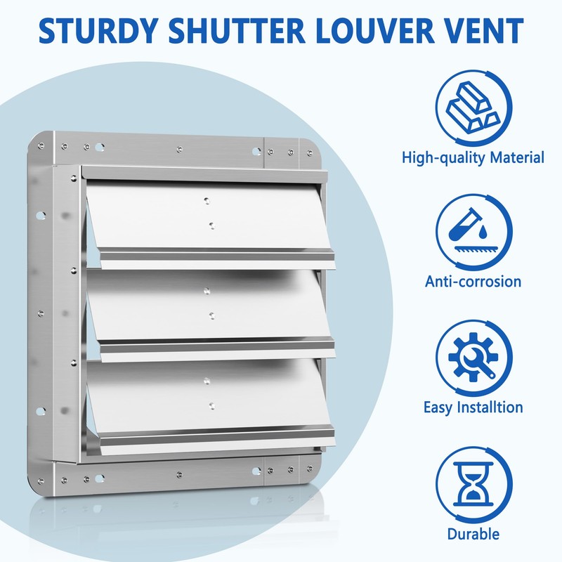 18 Inch Galvanized Shutter Exhaust Louver Vent, Automatic Gravity Shutter