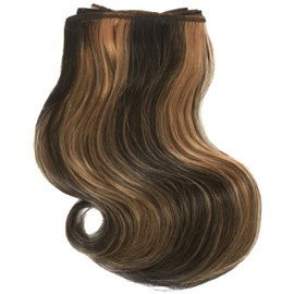 Chear Body Wave 2-in-1 Weft Human Hair Extension with Premium Blend Weave Number P1B/27, Off Black/Light Auburn 8-Inch