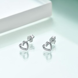 Rnivida 925 Sterling Silver Tiny Heart Stud Earrings for Women,Small Heart Shape Earrings | Mini Heart Stud Earrings for One or More Pierced Ears