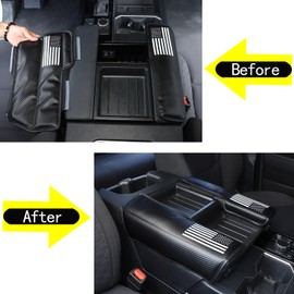 TOYCIDFG Car Center Console Armrest Cover Cushion Pad Compatible with Toyota Tundra Sequoia 2022-2024, Waterproof Cushion Pad Car Accessories (Flag Pattern)