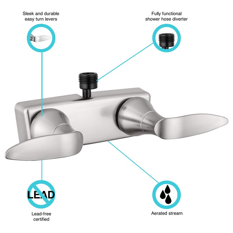 Dura Faucet DF-SA100LH-SN RV Shower Faucet Valve Diverter with Winged