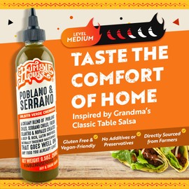 Humble House - Poblano & Serrano Pepper Hot Sauce, Zero-Calorie Low-Sodium Vegan Condiments for Chicken Wings, Tamales, Tacos, Sopes & More, All-Natural Preservative-Free Sauces for Food, 9.5 oz (1 Pack, Poblano & Serrano)