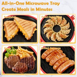 9.5Inch Microwave Sandwich Maker, Microwave Grilled Cheese Maker, Microwave Pizza Oven, Pizza Mark, Bacon Cooker, Toaster, Removable Non-Stick, Grill Crispy in Minutes for Office, Dorm, Travel, Home