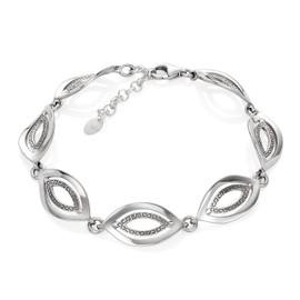 LILLY MARIE High Quality Women's Bracelet Made of Sterling Silver with Oval Elements and Lobster Clasp, Silver, without stone