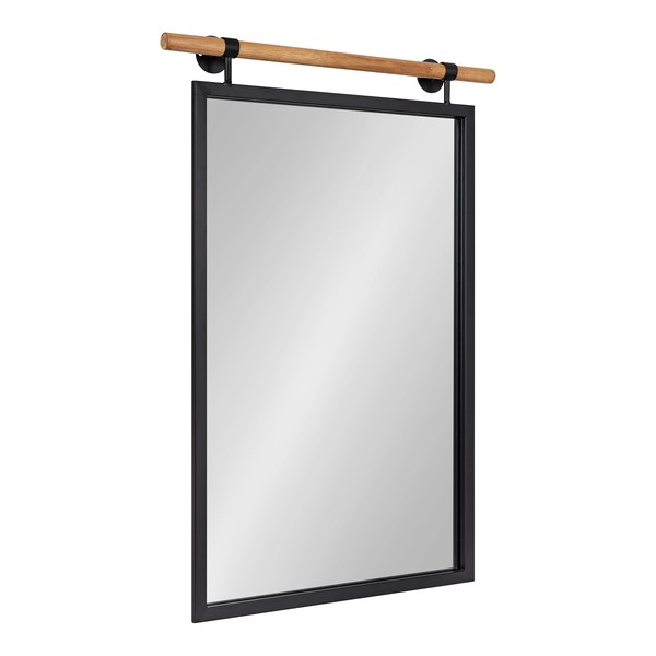 Kate and Laurel Iberson Modern Wall Mirror, 24 x 33, Rustic Brown and Black, Decorative Metal Industrial Mirror with Rectangular Shape and Hanging Bar