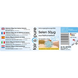 Fair & Pure® - Selen 50μg Tabletten aus Natriumselenit - 90 Tabletten - vegan - hefefrei - ohne Magnesiumstearat