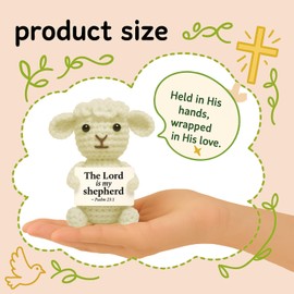 MAMAGIFTREE Crochet Little Sheep Plush Toy,Lamb Stuffed Birthday Gifts for Women,Baby Shower Baptism Newborn Gift Christian Gifts for Women, Bible Verse Inspirational Religious Gift