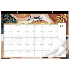 Desk Calendar 2024-2024 Desk Calendar, Jan. 2024 - Dec. 2024, 12 Monthly Large Desk Calendar 12'' x 17'', Desk Pad Calendar, Tear Off Design, 2 Corner Protectors, 2 Hanging Holes, Notes Section