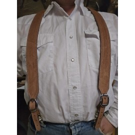 panhandle leather works Western Cowboy Rough Out Leather Hand Made Suspenders