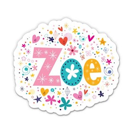 Zoe Girl Name Cute Kid Lunchbox - 3" Vinyl Sticker - for Car Laptop Water Bottle Phone - Waterproof Decal