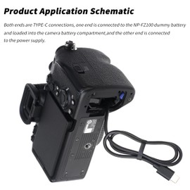 Foto4easy USB C Power Cable to NP-FZ100 Dummy Battery Adapter for A9 A7III A7R3 A7M3 A7S3 A7R4 A7R5 A7M4 A6600 A6700 A7C A7CII FX3 ZV-E1 Camera (Length: 19.6 inch)